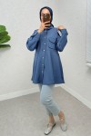 Çift Kapaklı Uzun Tunik 2277 - İNDİGO Çift Kapaklı Uzun Tunik 2277 - İNDİGO
