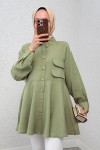 Çift Kapaklı Uzun Tunik 2277 - AÇIK HAKİ