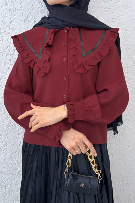 Büyük Bebe Yakalı Gömlek 2278 - BORDO