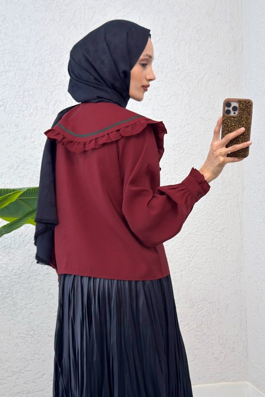 Büyük Bebe Yakalı Gömlek 2278 - BORDO