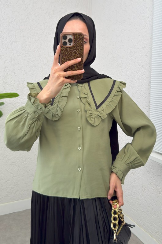 Büyük Bebe Yakalı Gömlek 2278 - AÇIK HAKİ