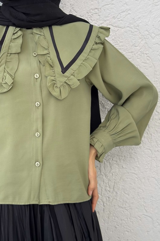 Büyük Bebe Yakalı Gömlek 2278 - AÇIK HAKİ