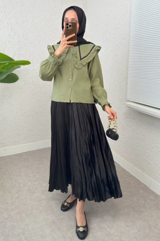 Büyük Bebe Yakalı Gömlek 2278 - AÇIK HAKİ