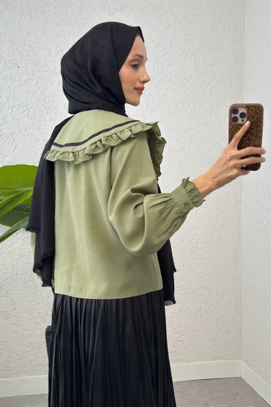 Büyük Bebe Yakalı Gömlek 2278 - AÇIK HAKİ