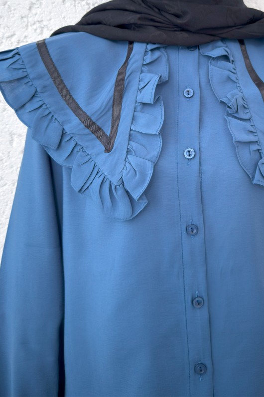 Büyük Bebe Yakalı Gömlek 2278 - İNDİGO Büyük Bebe Yakalı Gömlek 2278 - İNDİGO