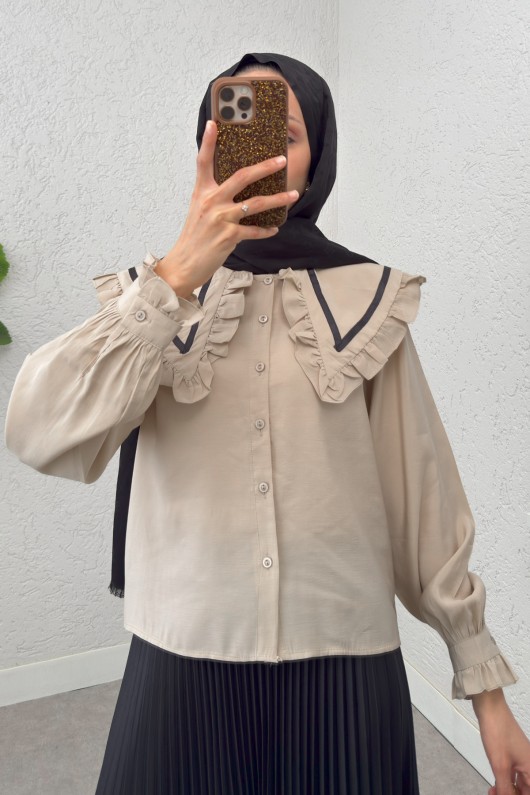 Büyük Bebe Yakalı Gömlek 2278 - TAŞ RENGİ