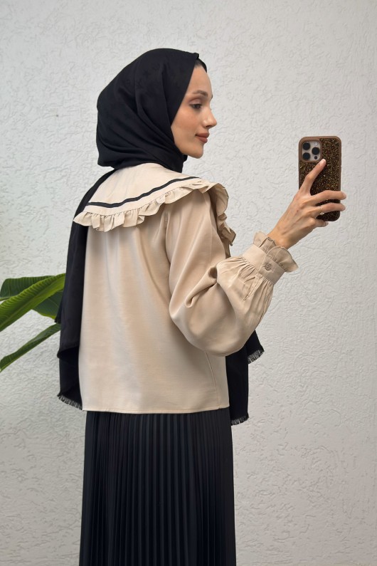 Büyük Bebe Yakalı Gömlek 2278 - TAŞ RENGİ