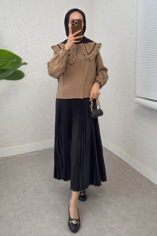 Büyük Bebe Yakalı Gömlek 2278 - VİZON Büyük Bebe Yakalı Gömlek 2278 - VİZON