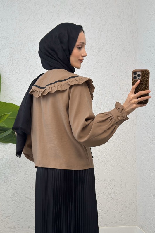 Büyük Bebe Yakalı Gömlek 2278 - VİZON Büyük Bebe Yakalı Gömlek 2278 - VİZON