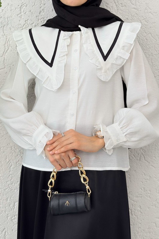 Büyük Bebe Yakalı Gömlek 2278 - KREM