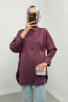 Yandan Düğmeli Tunik 2281 - VİŞNE ÇÜRÜĞÜ Yandan Düğmeli Tunik 2281 - VİŞNE ÇÜRÜĞÜ