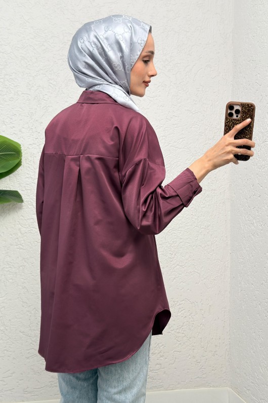Yandan Düğmeli Tunik 2281 - VİŞNE ÇÜRÜĞÜ Yandan Düğmeli Tunik 2281 - VİŞNE ÇÜRÜĞÜ