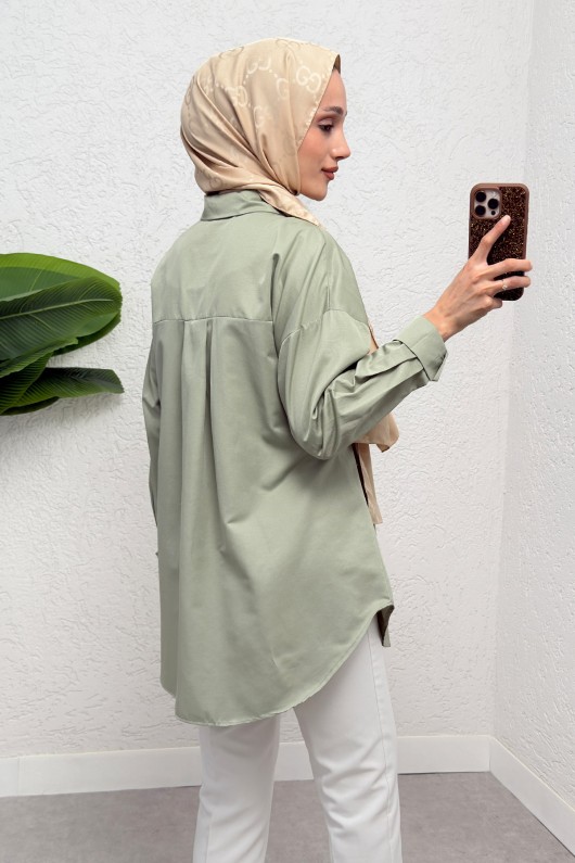 Yandan Düğmeli Tunik 2281 - MİNT YEŞİLİ