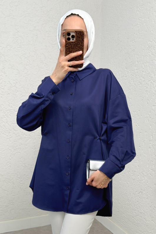 Yandan Düğmeli Tunik 2281 - LACİVERT