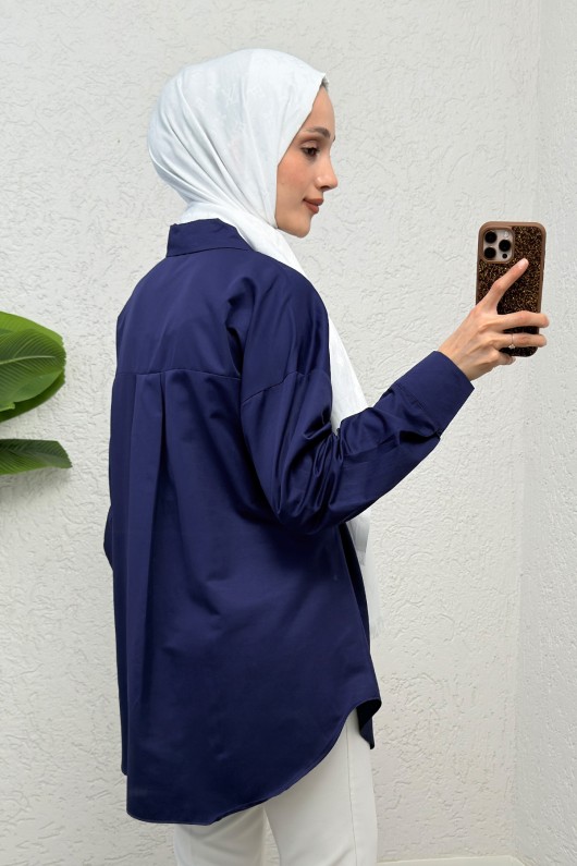 Yandan Düğmeli Tunik 2281 - LACİVERT