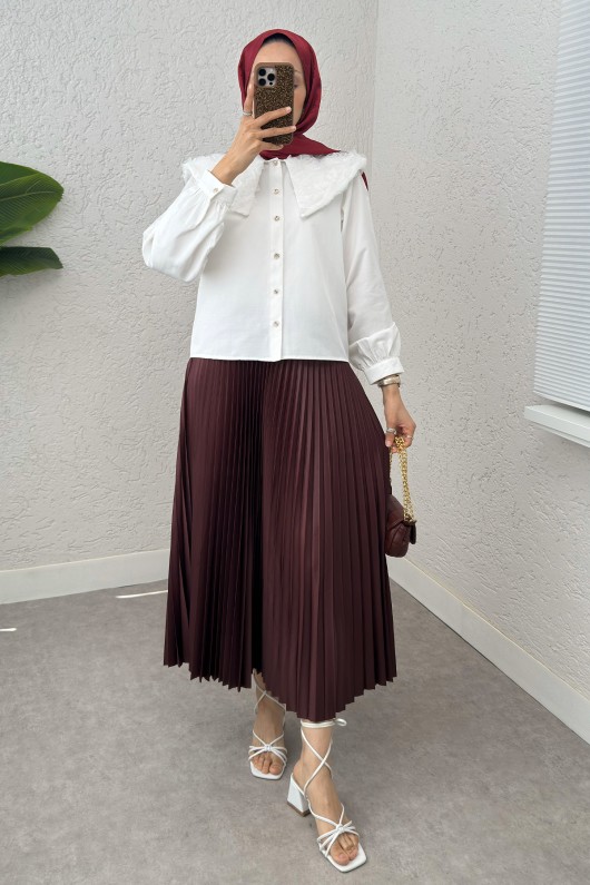 Üç Boyutlu Yaka Detaylı Gömlek 2282 - BEYAZ Üç Boyutlu Yaka Detaylı Gömlek 2282 - BEYAZ