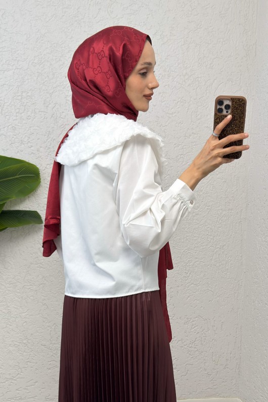 Üç Boyutlu Yaka Detaylı Gömlek 2282 - BEYAZ Üç Boyutlu Yaka Detaylı Gömlek 2282 - BEYAZ