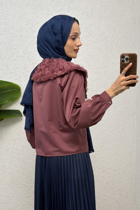 Üç Boyutlu Yaka Detaylı Gömlek 2282 - VİŞNE ÇÜRÜĞÜ Üç Boyutlu Yaka Detaylı Gömlek 2282 - VİŞNE ÇÜRÜĞÜ