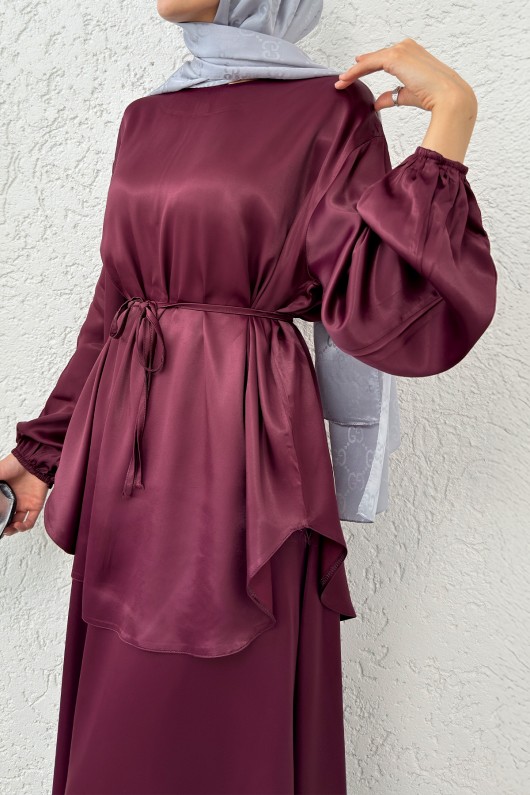 Saten Etekli Takım 2283 - BORDO Saten Etekli Takım 2283 - BORDO