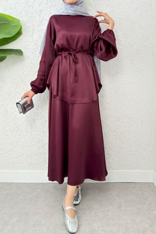 Saten Etekli Takım 2283 - BORDO Saten Etekli Takım 2283 - BORDO