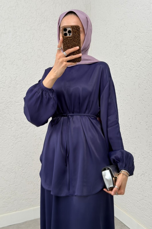 Saten Etekli Takım 2283 - LACİVERT