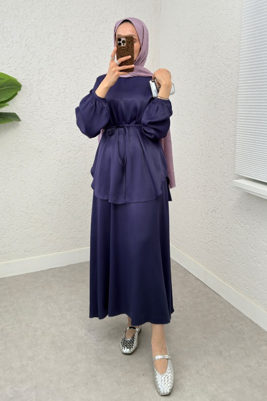 Saten Etekli Takım 2283 - LACİVERT