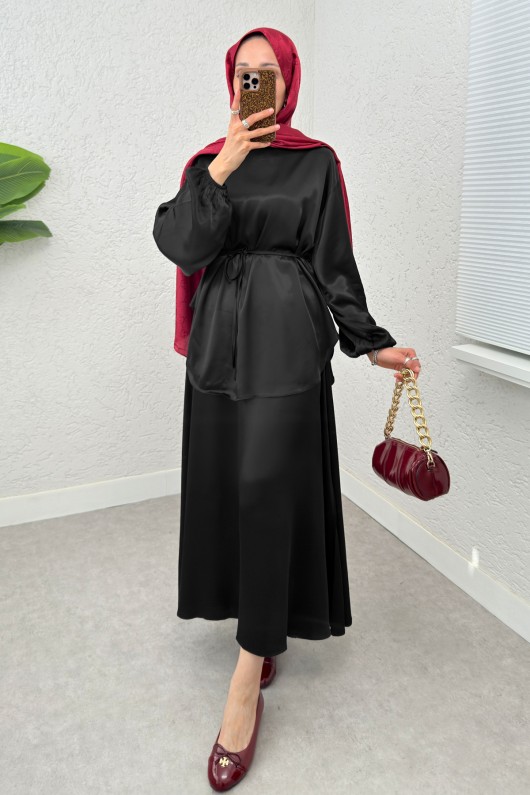 Saten Etekli Takım 2283 - SİYAH