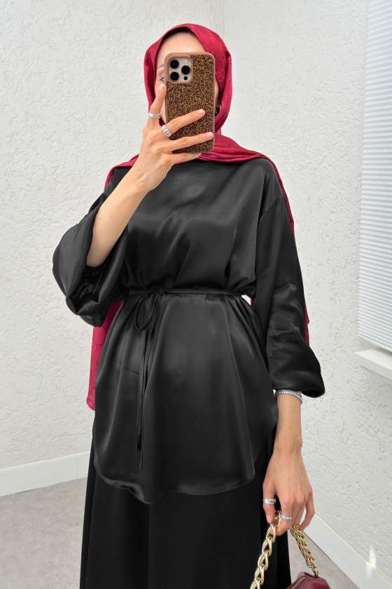 Saten Etekli Takım 2283 - SİYAH