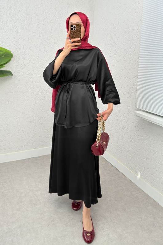 Saten Etekli Takım 2283 - SİYAH