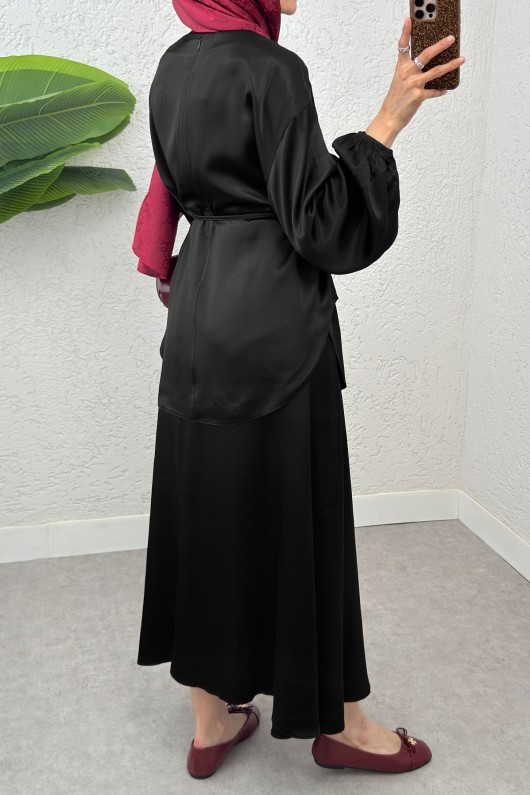 Saten Etekli Takım 2283 - SİYAH