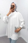 Taş Süslemeli Balon Kol Gömlek 2284 - BEYAZ