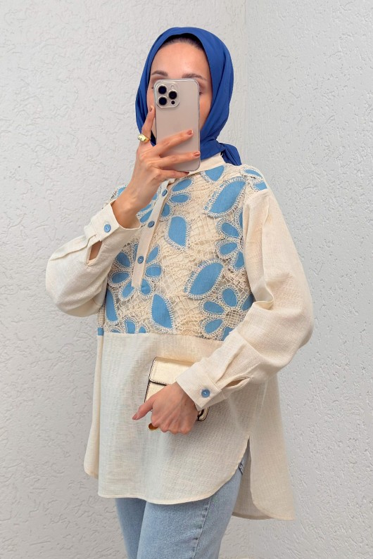 Mavi Dantelli Tunik 2285 - EKRU Mavi Dantelli Tunik 2285 - EKRU