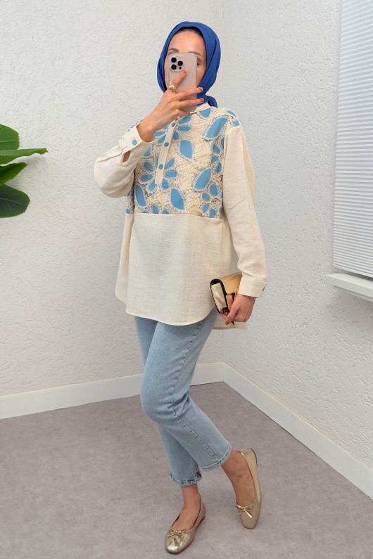 Mavi Dantelli Tunik 2285 - EKRU Mavi Dantelli Tunik 2285 - EKRU