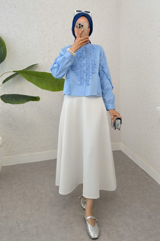 Fırfır Detaylı Gömlek 2287 - BEBE MAVİSİ