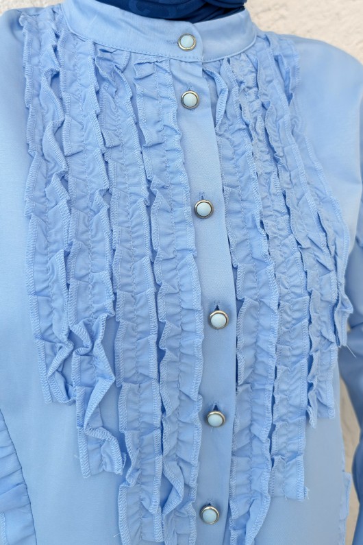 Fırfır Detaylı Gömlek 2287 - BEBE MAVİSİ