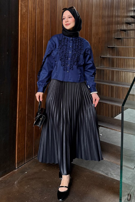 Fırfır Detaylı Gömlek 2287 - LACİVERT