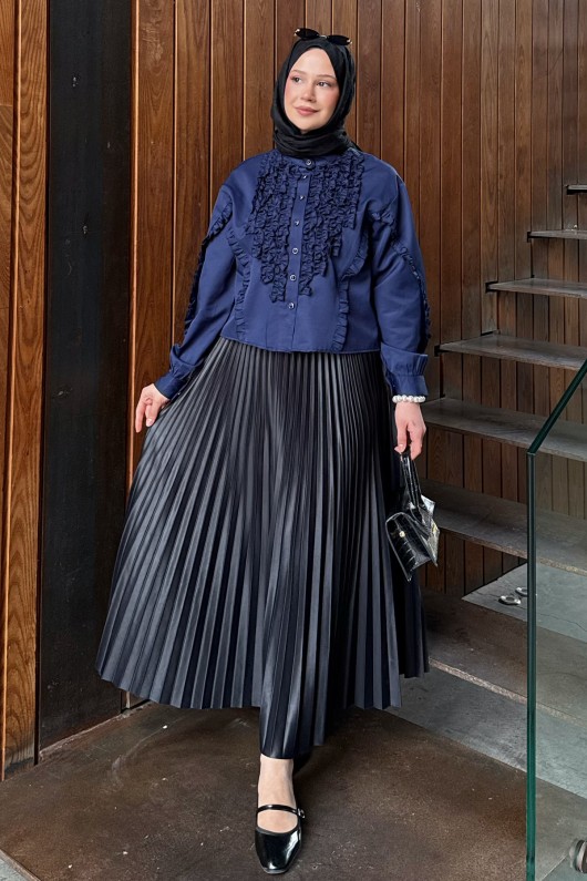 Fırfır Detaylı Gömlek 2287 - LACİVERT