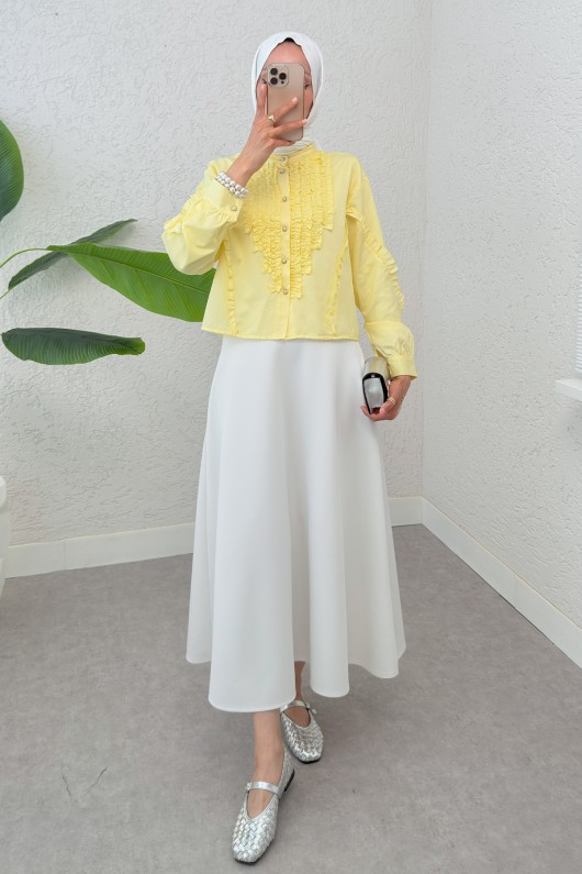 Fırfır Detaylı Gömlek 2287 - SARI