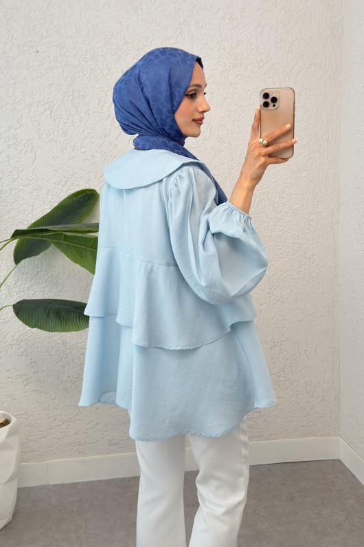 İp Bağcıklı Kat Kat Kimono 2289 - BEBE MAVİSİ