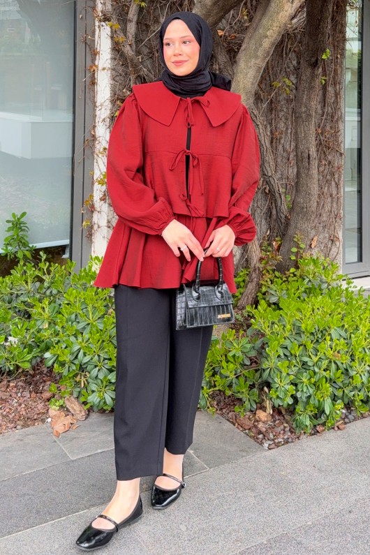 İp Bağcıklı Kat Kat Kimono 2289 - KIRMIZI