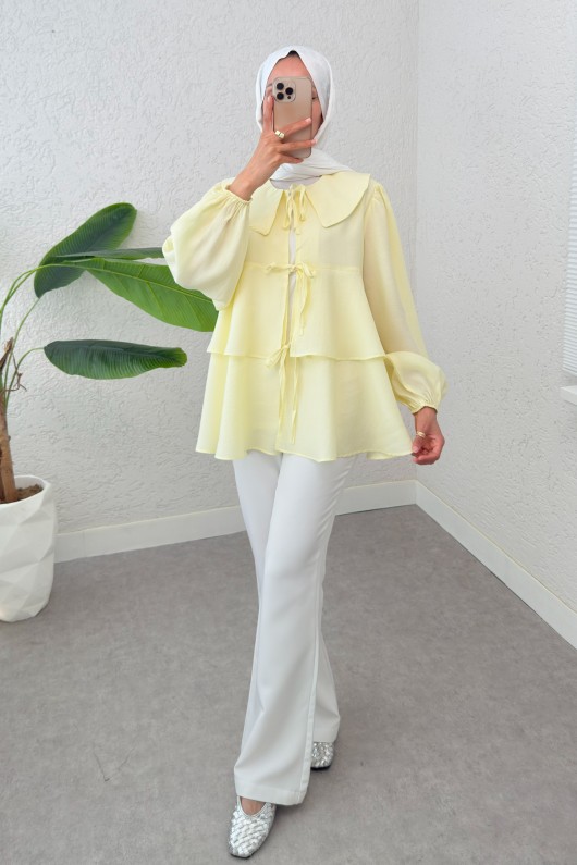 İp Bağcıklı Kat Kat Kimono 2289 - SARI