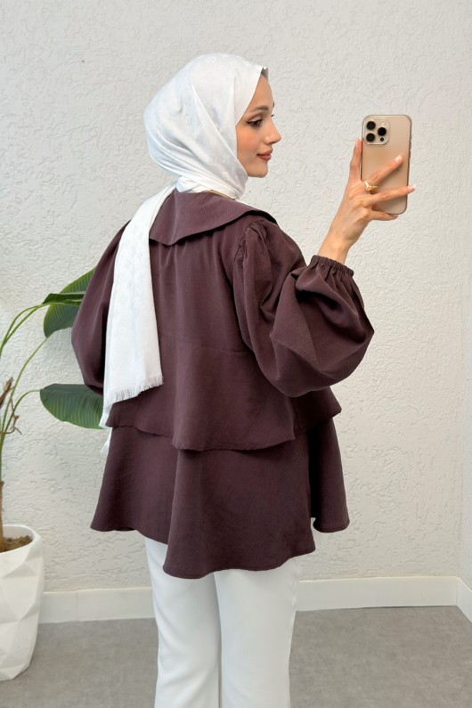 İp Bağcıklı Kat Kat Kimono 2289 - VİŞNE ÇÜRÜĞÜ