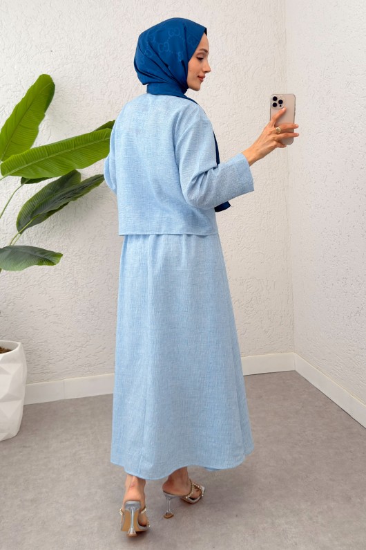 Fiyonk Detaylı Etek Takım 2290 - BEBE MAVİSİ