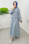 Fiyonk Detaylı Etek Takım 2290 - BERRAK MAVİ