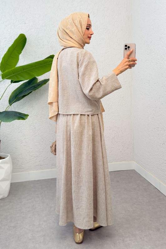 Fiyonk Detaylı Etek Takım 2290 - VİZON