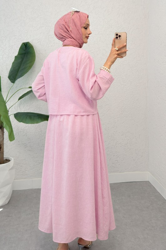 Fiyonk Detaylı Etek Takım 2290 - PEMBE Fiyonk Detaylı Etek Takım 2290 - PEMBE