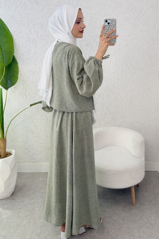 Nervür Detaylı Kombin 2291 - KÜF YEŞİLİ