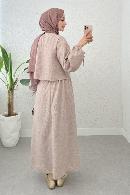 Nervür Detaylı Kombin 2291 - KAHVE