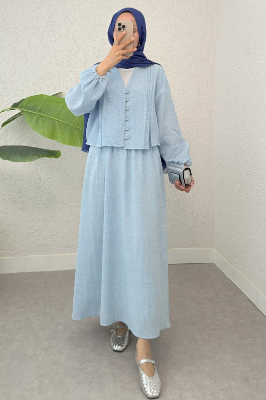 Nervür Detaylı Kombin 2291 - BEBE MAVİSİ