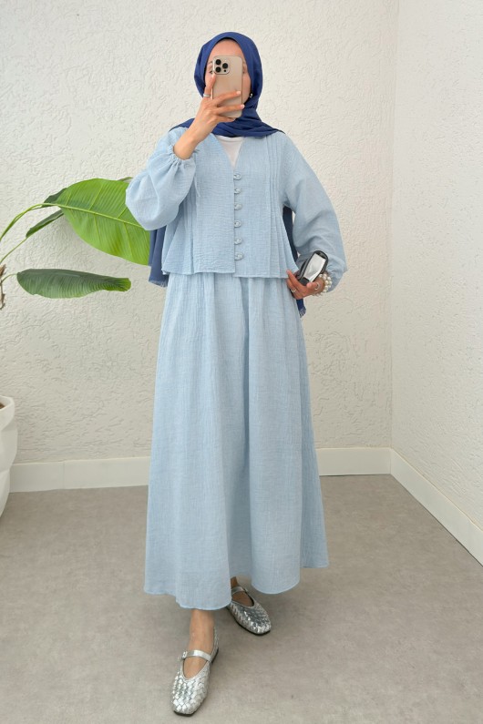 Nervür Detaylı Kombin 2291 - BEBE MAVİSİ